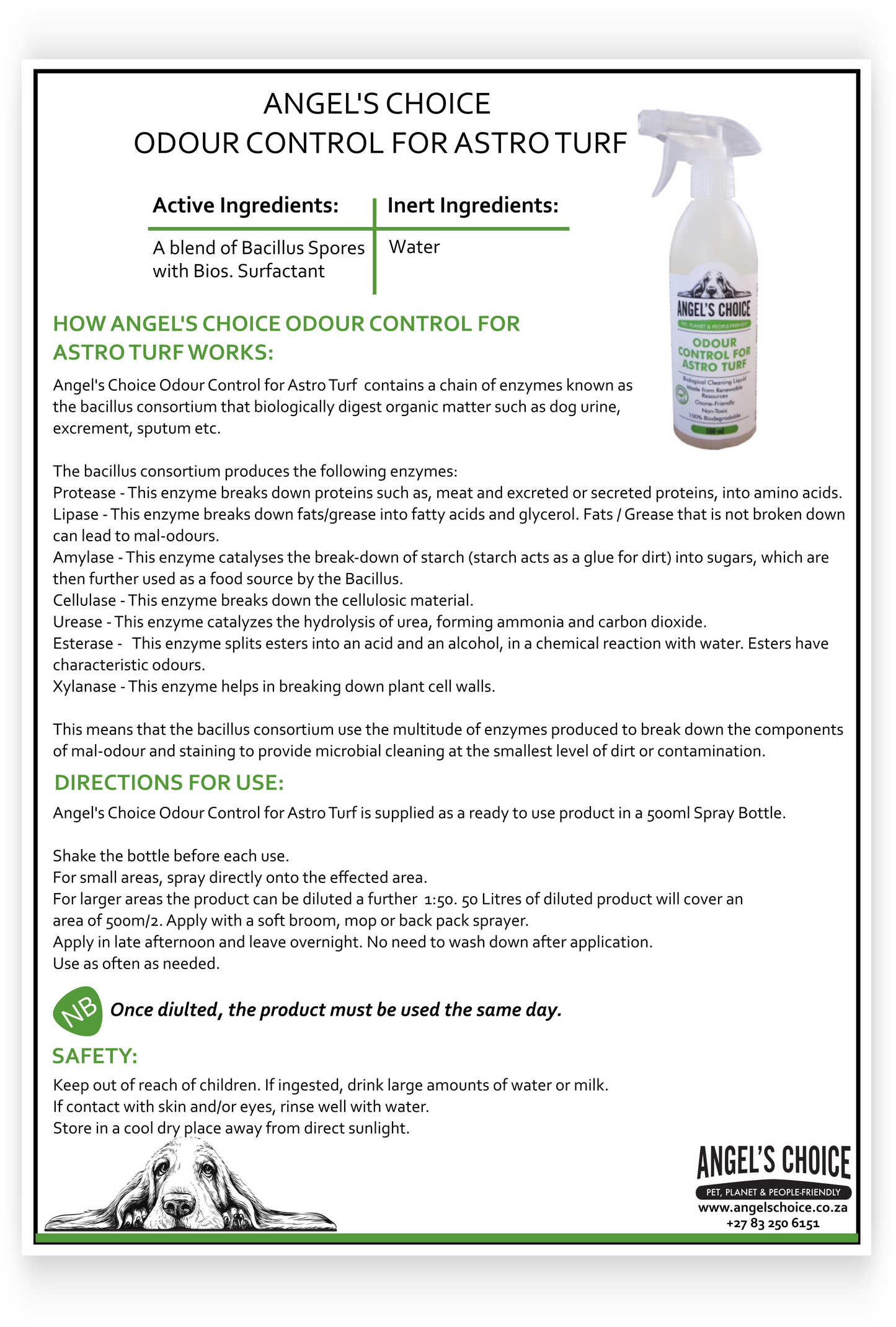 Angel's Choice Odour Control for Astro Turf - 500ml