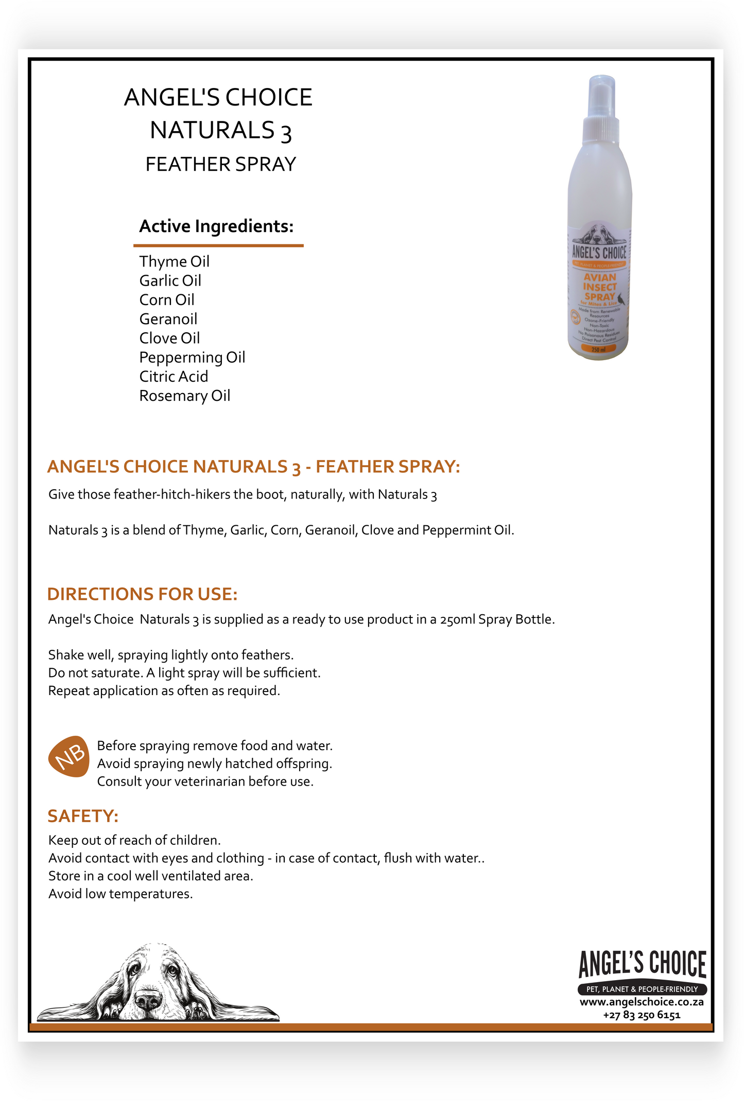 Angel's Choice Naturals 3 (Previously Pest Control for Avian) - 250ml
